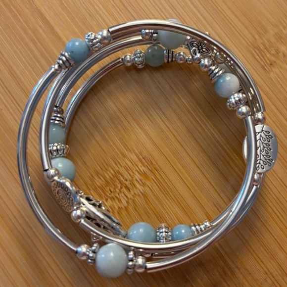 Ethnic Style Flower Natural Stone Tiger Eye Handmade Wrap Bangle - Picture 2 of 2